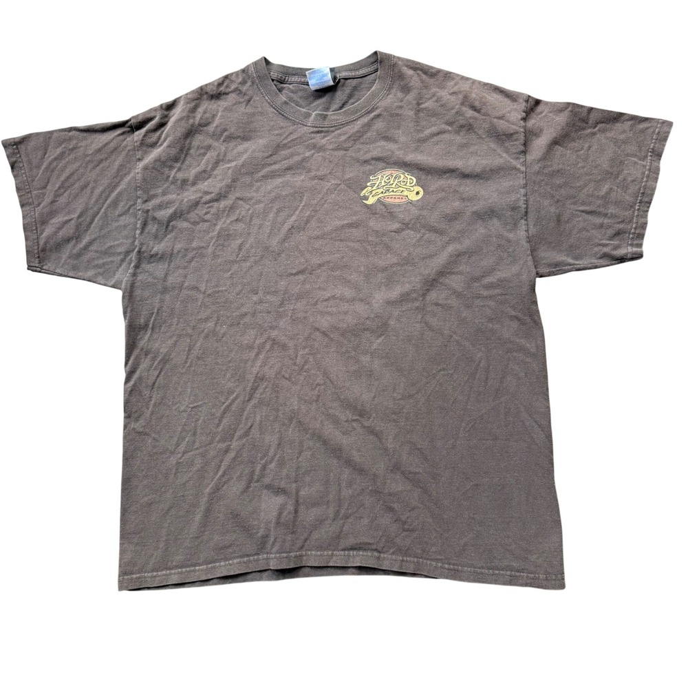 Hot Rod Garage Vintage Apparel T-Shirt Mens XL Brown EUC Rat Race Graphic‎